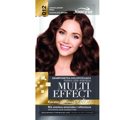 Joanna Multi Effect Color Keratin Complex szamponetka do każdego typu włosów 12 czekoladowy brąz 35 g w drogerii horex.pl