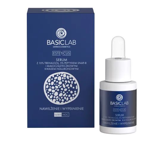 BasicLab Esteticus serum z 10% trehalozą 5% peptydem SNAP-8 i małocząsteczkowym kwasem hialuronowym (15 ml)