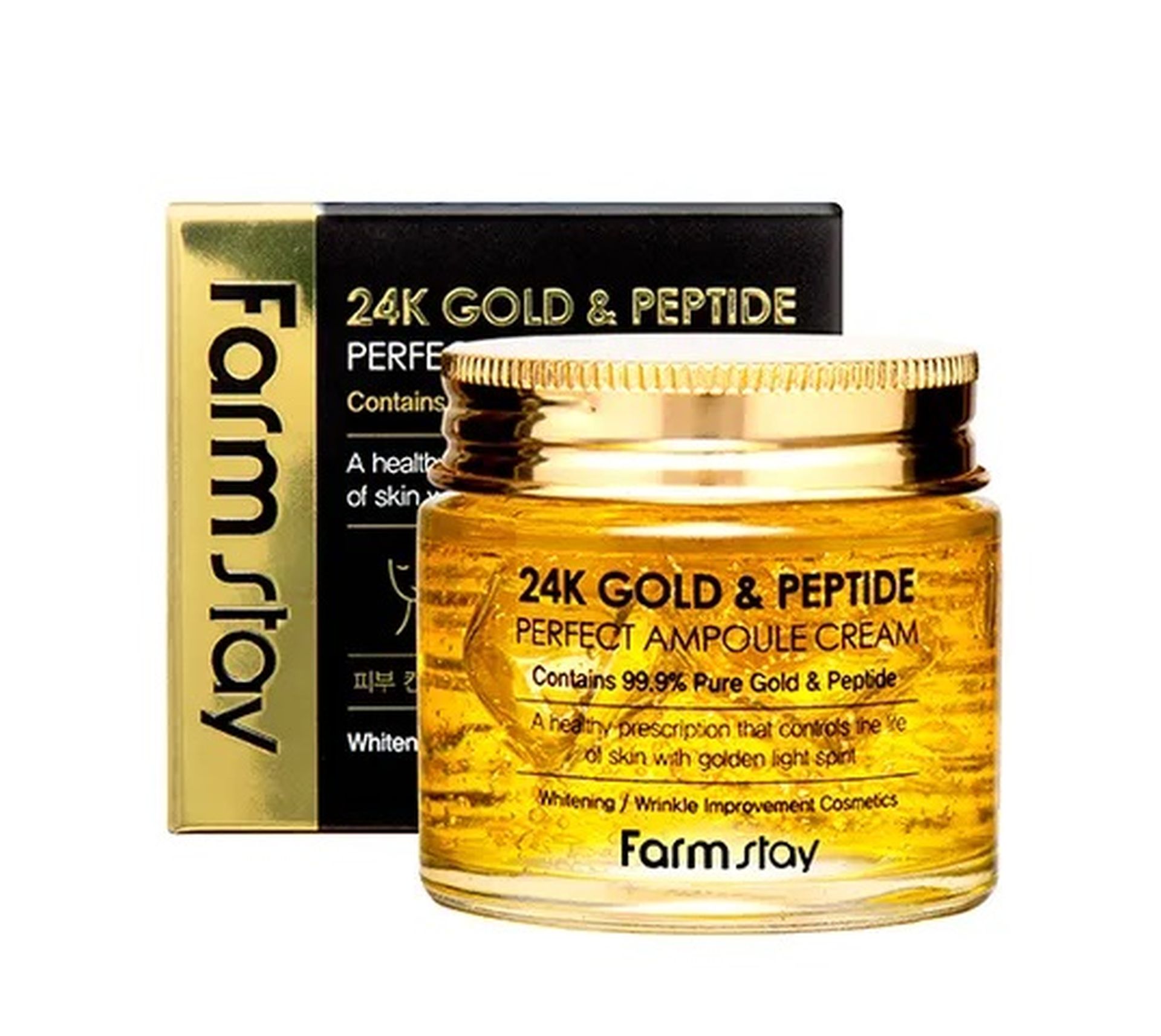 Farm Stay 24K Gold & Peptide Perfect Ampoule Cream ampułka do twarzy z 24-karatowym złotem i peptydami (80 ml)
