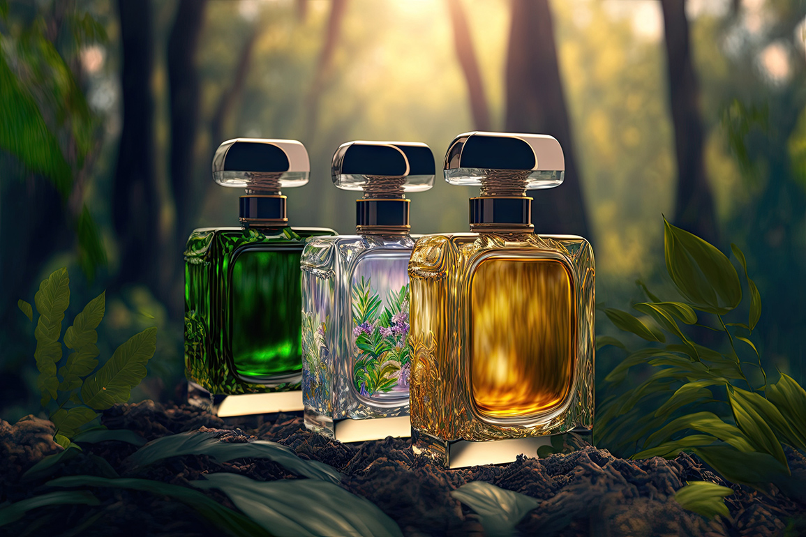 perfumy w leśnym otoczeniu 