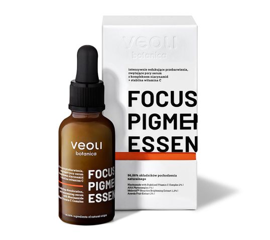 Veoli Botanica Focus Pigmentation Essence intensywnie redukujące przebarwienia i zwężające pory serum z kompleksem niacynamid + stabilna witamina C (30 ml)