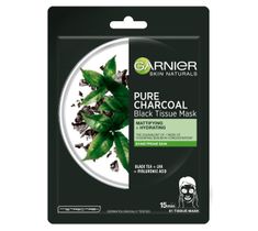 Garnier Skin Naturals maska w płacie z czarną herbatą i węglem drzewnym (28 g)