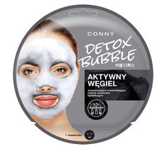 Conny Detox Bubble Mask – oczyszczająco-rozświetlająca czarna maseczka bąbelkująca do twarzy Aktywny Węgiel (1 szt.)