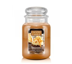 Country Candle – Duża świeca zapachowa z dwoma knotami Caramel Chocolate (680 g)
