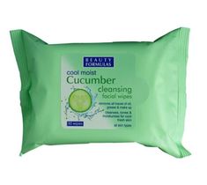 Beauty Formulas – Cucumber Cleansing Facial Wipes oczyszczające chusteczki do demakijażu z ekstraktem z ogórka (30 szt.).