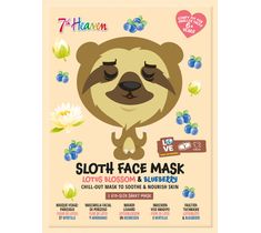 7th Heaven Sloth Face Mask łagodząco-odżywcza maseczka w płachcie do twarzy Lotus Blossom & Bluberry (1 szt.)