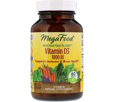 Mega Food Vitamin D3 1000 IU witamina D3 suplement diety 60 tabletek