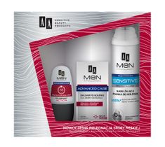 AA Men Advanced Care zestaw pianka do golenia nawilżająca dla skóry bardzo wrażliwej Sensitive (250ml) + balsam po goleniu dla skóry dojrzałej (100 ml) + antyperspirant w kulce Action (50 ml)
