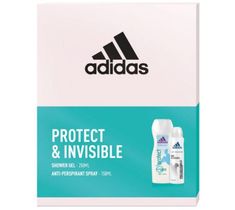 Adidas Protect & Invisible zestaw damski żel pod prysznic 250ml + antyperspirant w sprayu 150ml