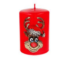 Artman Boże Narodzenie – świeca ozdobna Rudolf czerwony, walec mały (1szt)