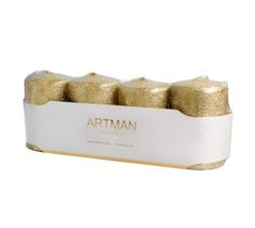 Artman świeca ozdobna 4-pack Brokat złota walec mały (1op. - 4 szt.)