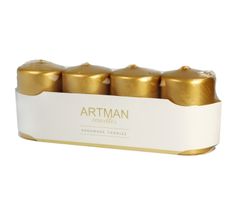 Artman świeca ozdobna 4-pack Metalic złota walec mały (1op.- 4 szt.)