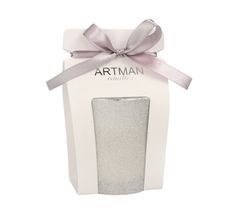 Artman – Świeca ozdobna Glamour Glass biała - walec średni (1 szt.)