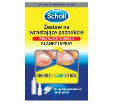 Scholl – zestaw na wrastające paznokcie do stóp klamry i spray (1 szt.)