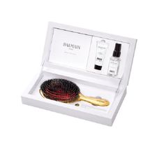 Balmain Luxurious Golden Spa Brush Boarhair zestaw złota szczotka do pielęgnacji włosów + Argan Elixir 20ml + Silk Perfume 50ml