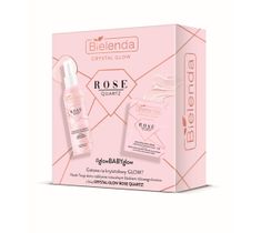 Bielenda Crystal Glow Rose Quartz zestaw mgiełka do twarzy nawilżająco-rozświetlająca (200 ml) + kryształowy krem nawilżająco-rozświetlający (50 ml)