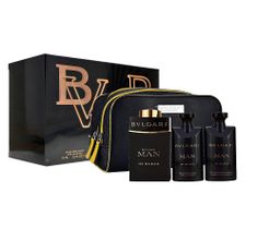 Bvlgari Man In Black zestaw woda perfumowana spray 100ml + balsam po goleniu 75ml + żel pod prysznic 75ml + kosmetyczka