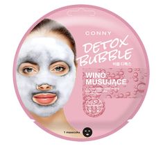 Conny Detox Bubble Mask – oczyszczająco-nawilżająca czarna maseczka bąbelkująca do twarzy Wino Musujące (1 szt.)