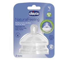 Chicco Natural Feeling smoczek silikonowy na butelkę trójprzepływowy 4m+ (2 szt.)