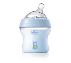 Chicco NaturalFeeling butelka plastikowa ze smoczkiem silikonowym przepływ wolny 0m+ Niebieska (150 ml)