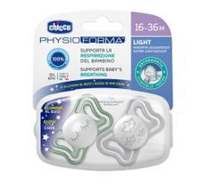 Chicco PhysioForma Light smoczek silikonowy uspokajający 16-36m Lumi (2 szt.)