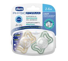 Chicco PhysioForma Light smoczek silikonowy uspokajający 2-6m Lumi (2 szt.)