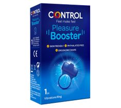 Control Pleasure Booster pierścień wibracyjny z główką stymulującą i niebieskimi punktami