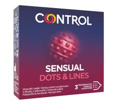 Control Sensual Dots & Lines prezerwatywy prążkowane z wypustkami 3szt.
