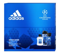 Adidas Zestaw prezentowy UEFA Anthem Edition Men deo spray 150ml+żel pod prysznic 250ml+woda toaletowa 100ml