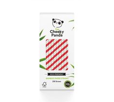 The Cheeky Panda – Bamboo Paper Straws bambusowe słomki jednorazowe czerwone paski (250 szt.)