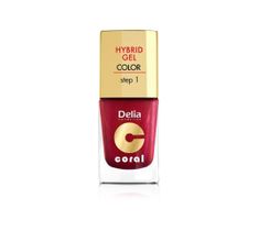 Delia Cosmetics Coral Hybrid Gel Emalia do paznokci nr 13 ciemno czerwony perłowy 11 ml