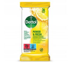 Dettol Power & Fresh chusteczki antybakteryjne do dezynfekcji i czyszczenia Cytryna (36 szt.)
