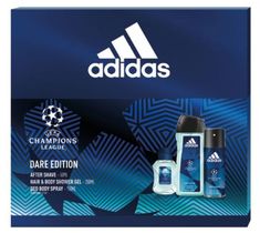 Adidas – zestaw prezentowy UEFA Dare Edition – dezodorant (150 ml) + żel pod prysznic (250 ml) + woda po goleniu (50 ml)
