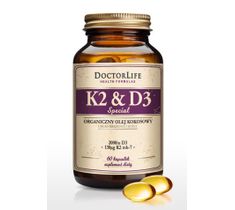 Doctor Life K2 & D3 organiczny olej kokosowy 130ug K2 mk-7 & 2000iu D3 suplement diety 60 kapsułek