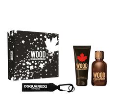 Dsquared2 Wood Pour Homme zestaw woda toaletowa spray (100 ml) + żel pod prysznic (100 ml) + breloczek