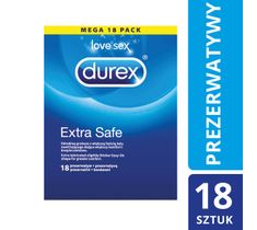 Durex Extra Safe prezerwatywy grubsze nawilżane (18 szt.)