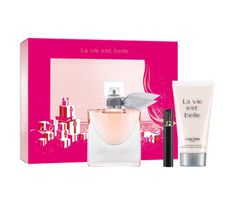 Lancome La Vie Est Belle L'Eau zestaw woda perfumowana spray (30 ml) + balsam do ciała (50 ml) + Mascara Volume Hypnose 01 Noir (2 ml)
