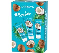 Soraya –  #Foodie Kokos zestaw peeling do stóp 75ml + nawilżający balsam do ciała 200ml + supernawilżający krem do rąk 75ml (1 szt.)