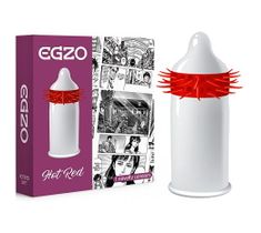 Egzo Hot Red prezerwatywa z pieszczącymi kolcami Soft (1 szt.)
