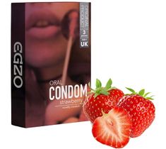 Egzo Oral Condom smakowe prezerwatywy Strawberry (3 szt.)