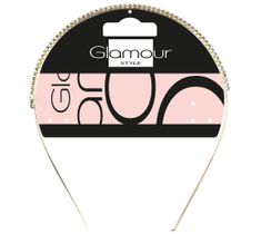 Glamour Metalowa opaska do włosów z małymi kryształkami Złota