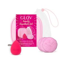 Glov Beauty Essentials zestaw Make Up Sponge gąbeczka do makijażu + Mood Pads & Laundry Bag waciki do twarzy z woreczkiem + kosmetyczka