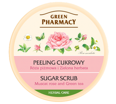 Green Pharmacy peeling cukrowy do każdego typu skóry oczyszczający róża piżmowa zielona herbata (300 ml)