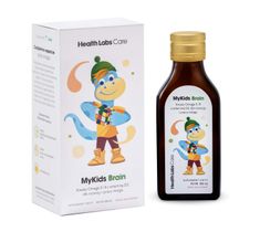 HealthLabs MyKids Brain kwasy Omega 3 i 9 z witaminą D3 dla rozwoju i pracy mózgu dziecka suplement diety Malinowy (100 ml)