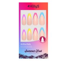 KillyS Summer Fest sztuczne paznokcie Ballerina Rainbow French 24szt.