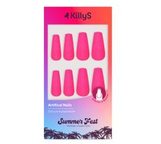 KillyS Summer Fest sztuczne paznokcie Coffin Pink Luminous 24szt.