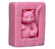 LaQ Happy Soaps mydło glicerynowe Kot z Kłębkiem Wełny różowy (100 g)