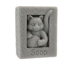 LaQ Happy Soaps Kot z kłębkiem wełny mydło glicerynowe szare (100 g)