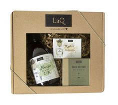 LaQ zestaw kosmetyków dla mężczyzn – szampon do włosów (300 ml) + masło do pielęgnacji twarzy (50 ml) + mydło w kostce (85 g)