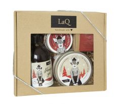 LaQ zestaw kosmetyków dla kobiet Pralinka – żel pod prysznic (300 ml) + peeling do ciała (200 ml) + mus do mycia twarzy (100 ml) + masełko do twarzy (50 ml)